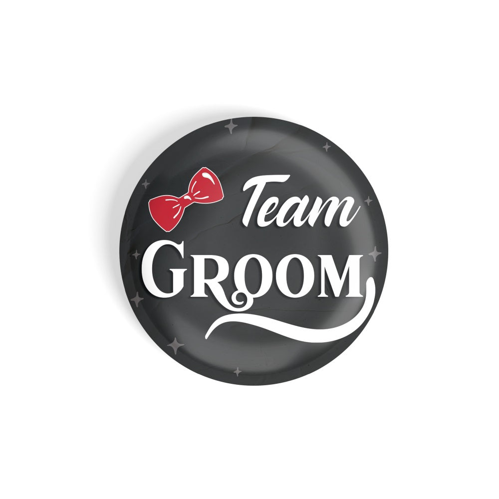 dhcrafts Round Fridge Magnet Black Color Team Groom D2 Glossy Finish Design Pack of 1 (58 mm)